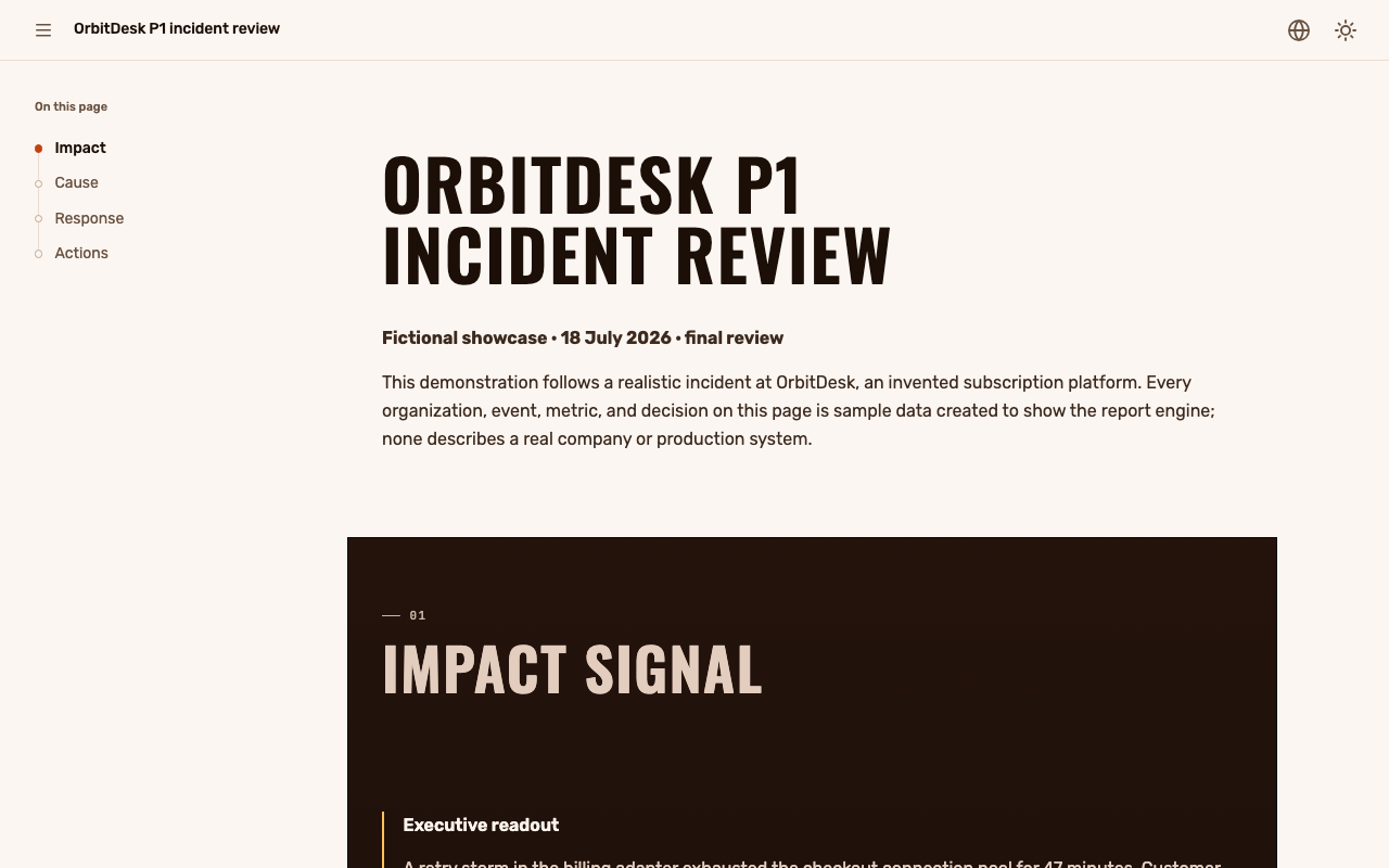 Incident review with impact and causal evidence